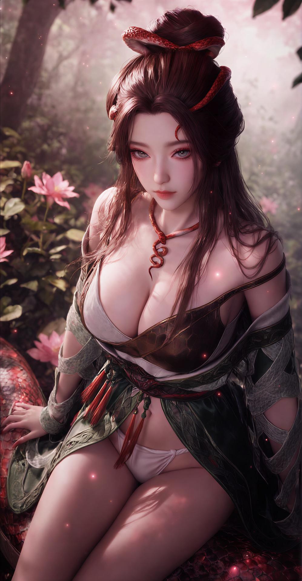 AI Porn - 龍嬌男 森林 蛇モチーフ古装 トップレス 森林シーン、蛇モチーフ古装、トップレス AI画像ギャラリー 162P