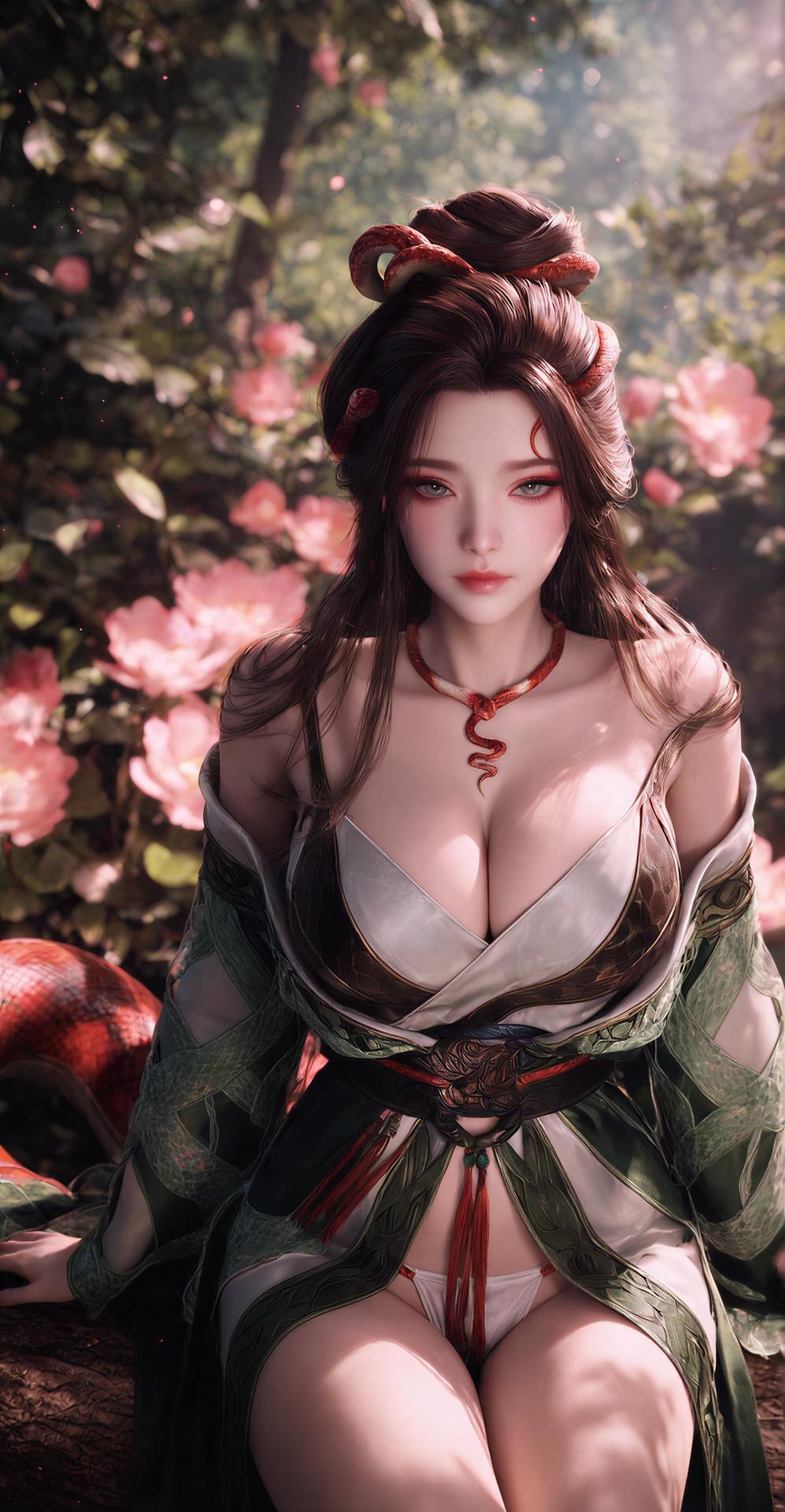 AI Porn - 龍嬌男 森林 蛇モチーフ古装 トップレス 森林シーン、蛇モチーフ古装、トップレス AI画像ギャラリー 162P