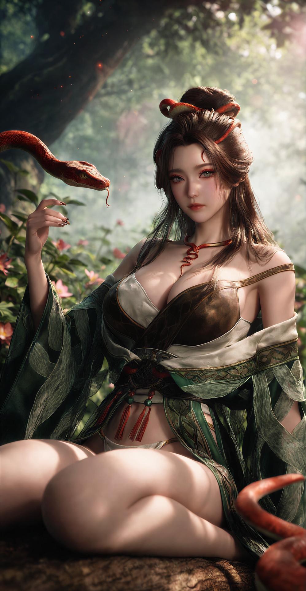 AI Porn - 龍嬌男 森林 蛇モチーフ古装 トップレス 森林シーン、蛇モチーフ古装、トップレス AI画像ギャラリー 162P