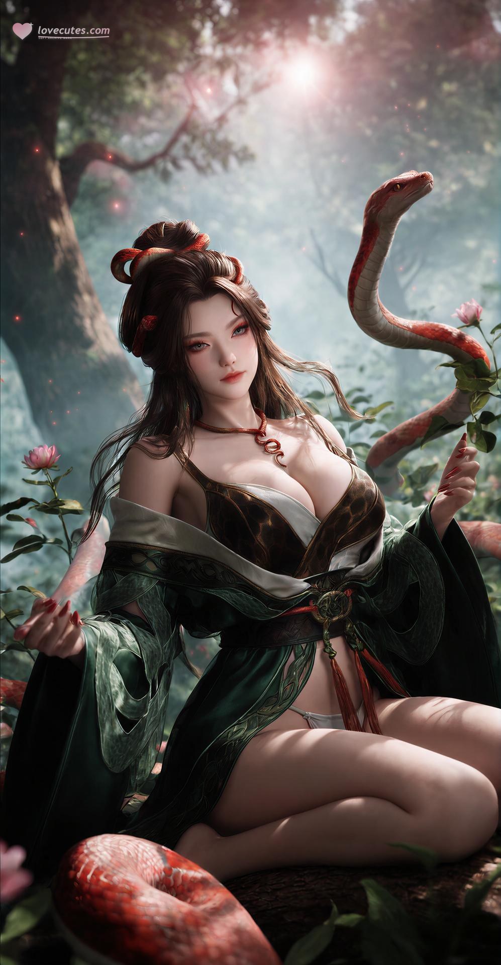 AI Porn - 龍嬌男 森林 蛇モチーフ古装 トップレス 森林シーン、蛇モチーフ古装、トップレス AI画像ギャラリー 162P