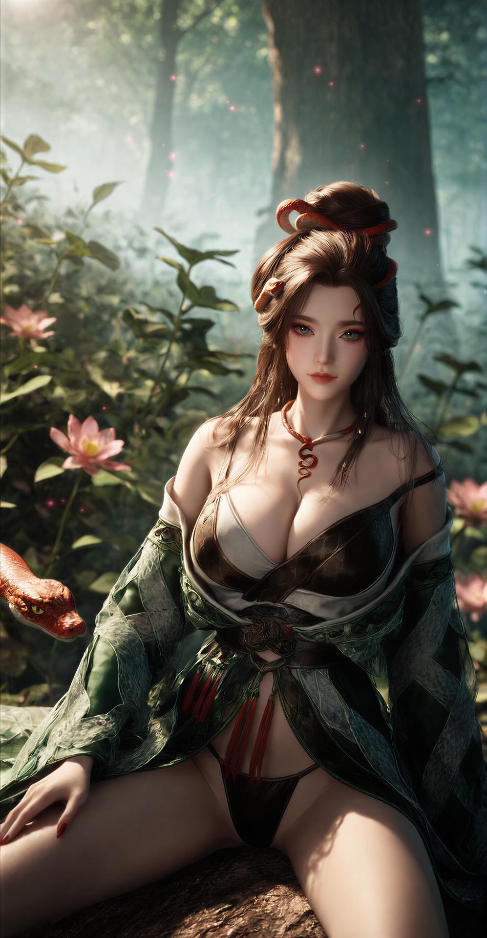 AI Porn - 龍嬌男 森林 蛇モチーフ古装 トップレス 森林シーン、蛇モチーフ古装、トップレス AI画像ギャラリー 162P