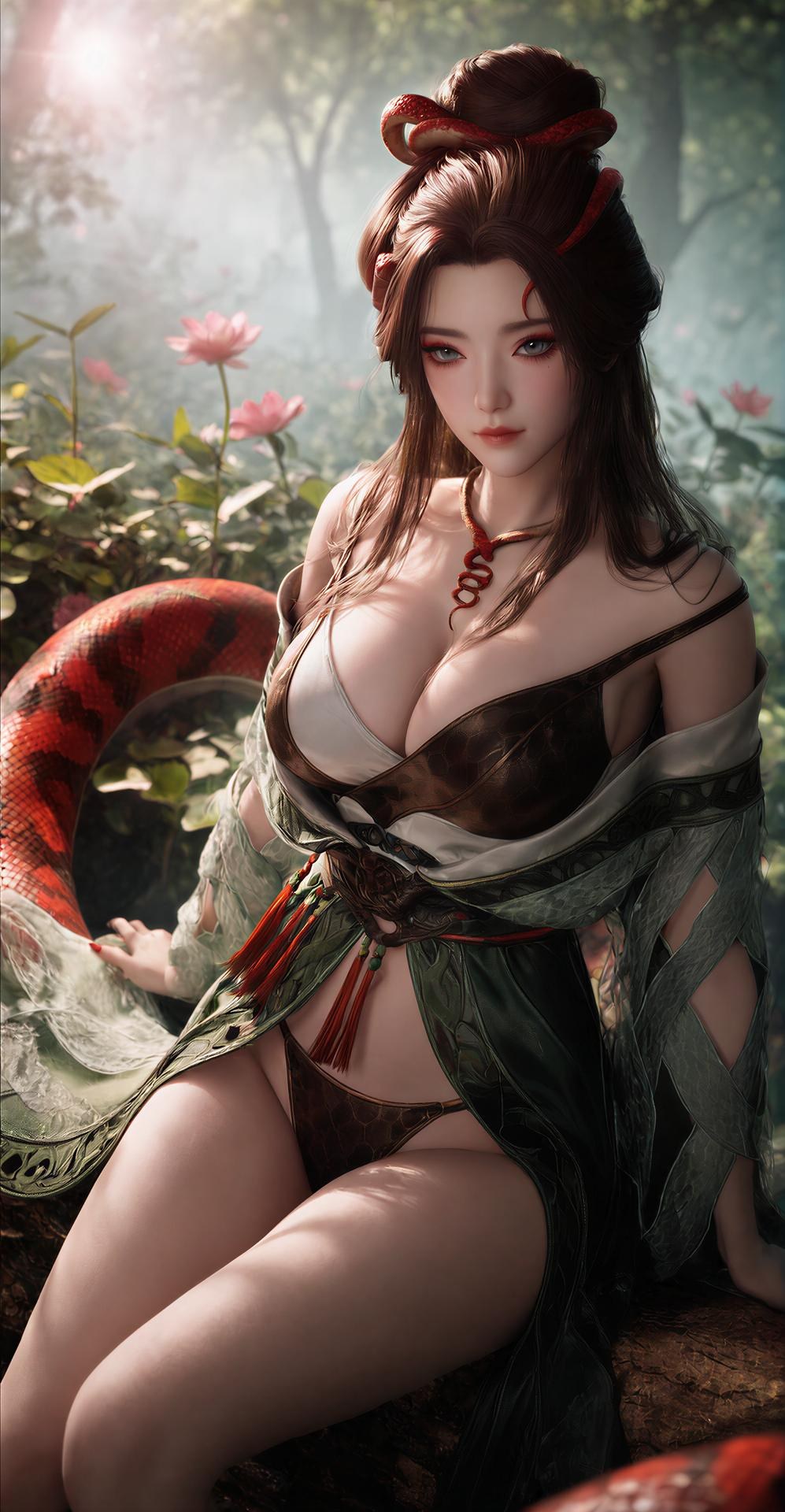 AI Porn - 龍嬌男 森林 蛇モチーフ古装 トップレス 森林シーン、蛇モチーフ古装、トップレス AI画像ギャラリー 162P