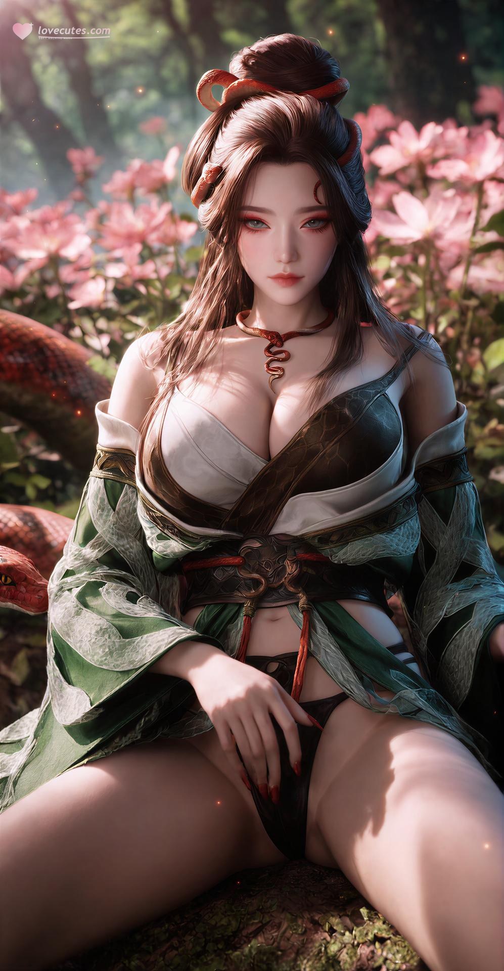 AI Porn - 龍嬌男 森林 蛇モチーフ古装 トップレス 森林シーン、蛇モチーフ古装、トップレス AI画像ギャラリー 162P