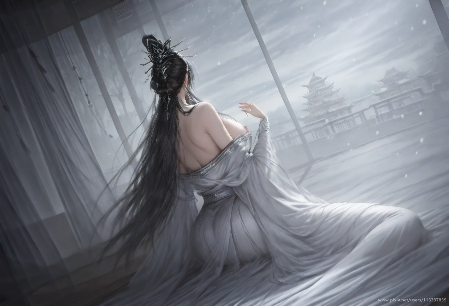AI Porn - Pei white robe stockings topless adult white robe styling, stockings, topless detail, curvy bedroom poses AI Adult Gallery 139P