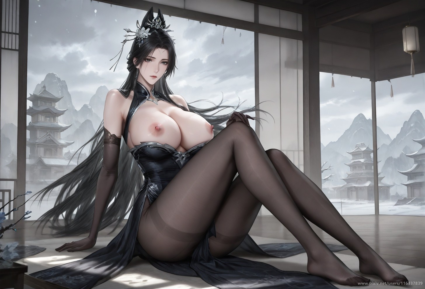 AI Porn - 배 흰 의상 스타킹 상반신 노출 성인 흰 의상, 스타킹, 상반신 노출, 침실 포즈 AI 이미지 갤러리 139P