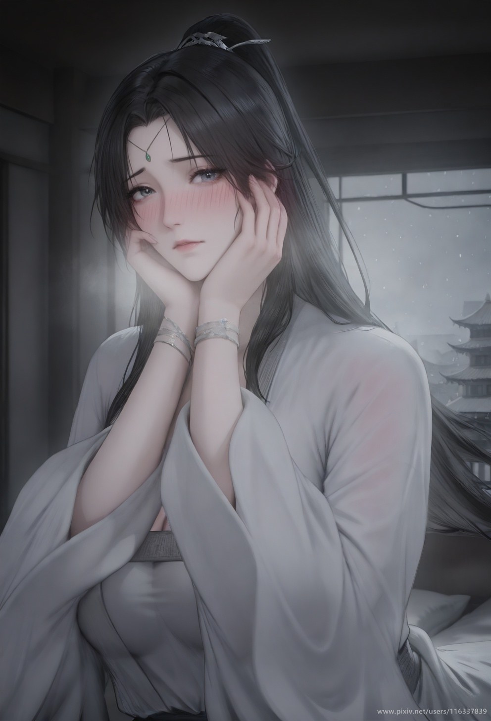 AI Porn - 배 흰 의상 스타킹 상반신 노출 성인 흰 의상, 스타킹, 상반신 노출, 침실 포즈 AI 이미지 갤러리 139P