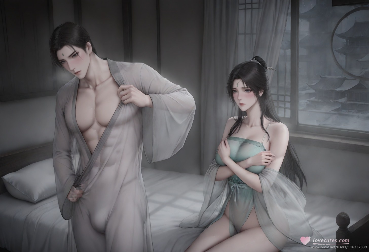 AI Porn - 裴：古风剧情白衣露点成人向圖集 102P