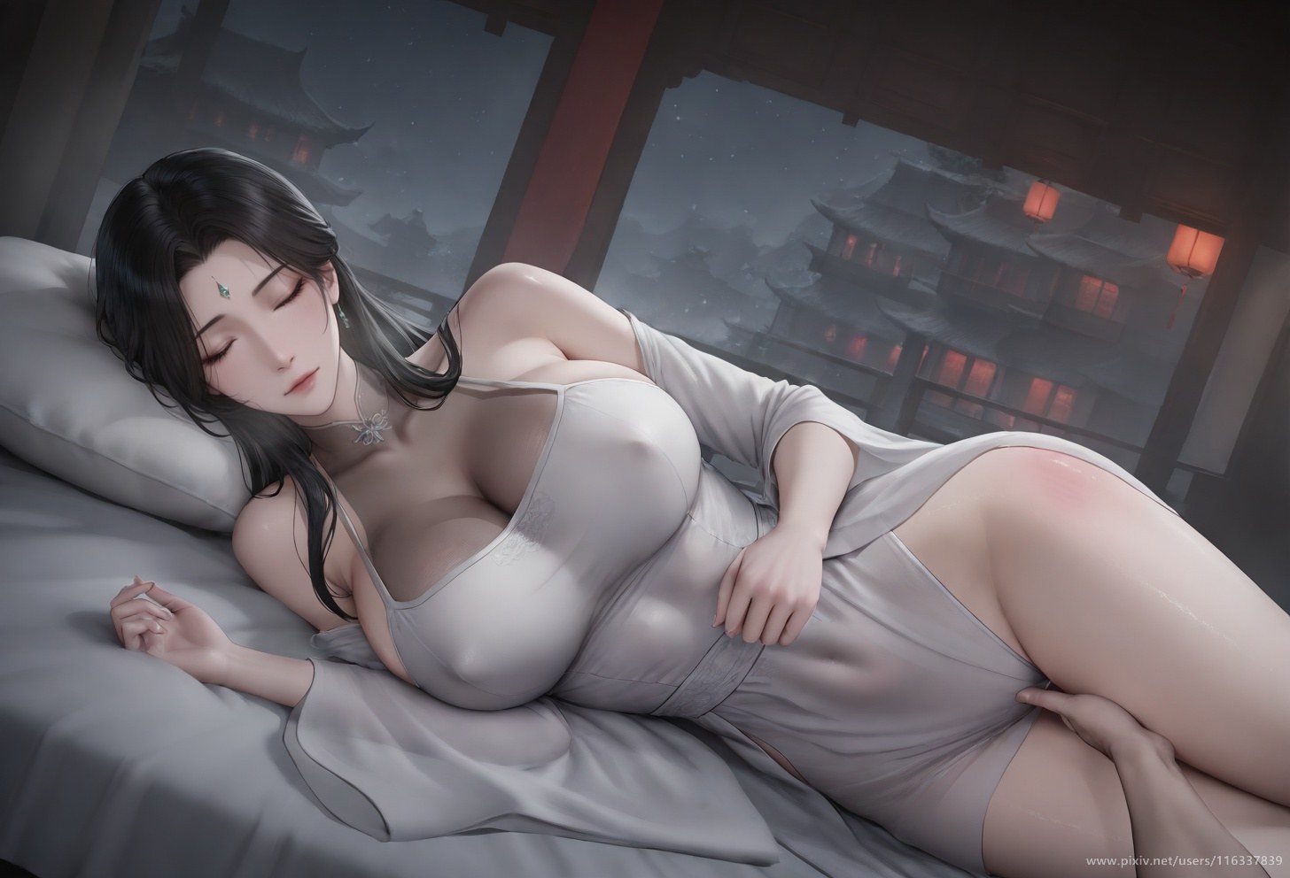 AI Porn - 배 고풍 흰 의상 스토리 성인 고풍 흰 의상, 실내 스토리, 상반신 노출 AI 이미지 갤러리 102P