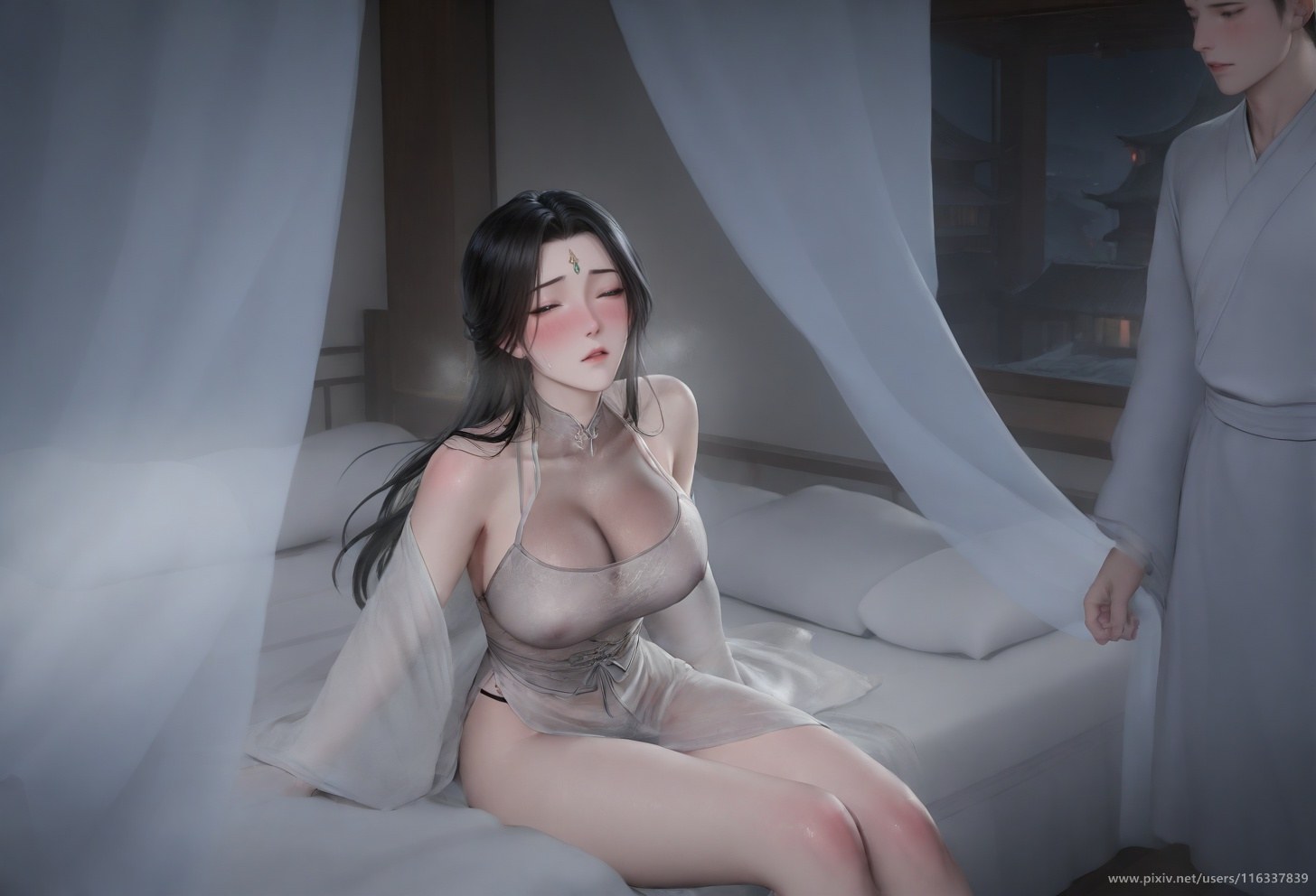 AI Porn - 배 고풍 흰 의상 스토리 성인 고풍 흰 의상, 실내 스토리, 상반신 노출 AI 이미지 갤러리 102P