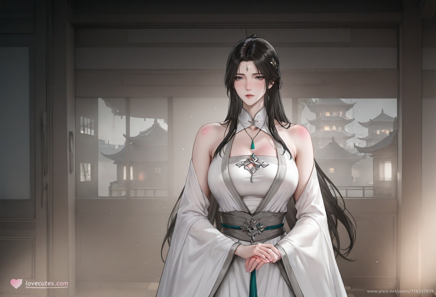 AI Porn - 배 고풍 흰 의상 스토리 성인 고풍 흰 의상, 실내 스토리, 상반신 노출 AI 이미지 갤러리 102P