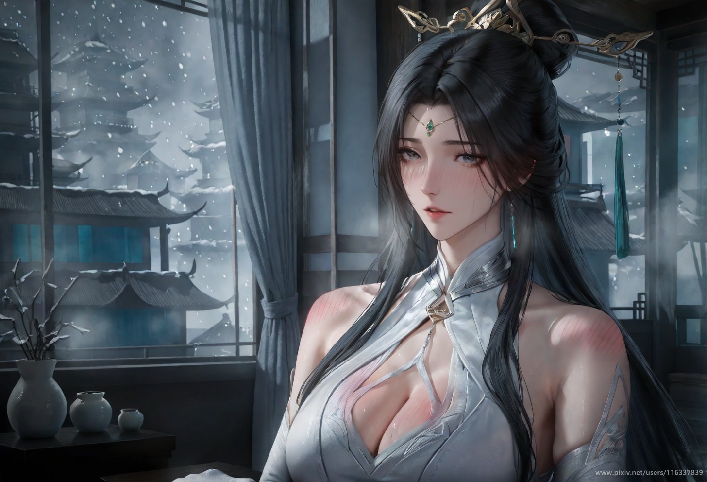 AI Porn - 배 고풍 흰 의상 스토리 성인 고풍 흰 의상, 실내 스토리, 상반신 노출 AI 이미지 갤러리 102P