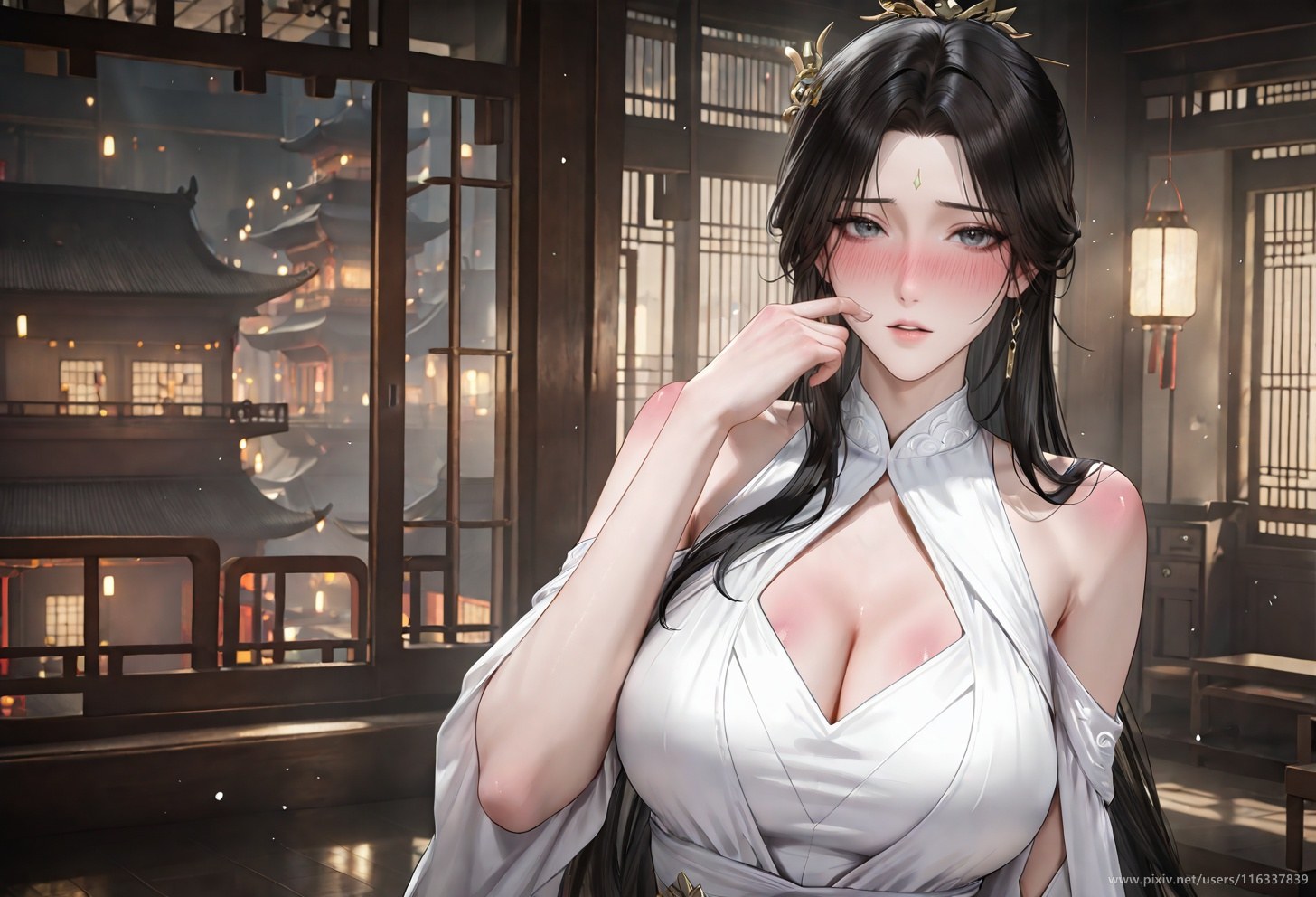 AI Porn - 배 고풍 흰 의상 스토리 성인 고풍 흰 의상, 실내 스토리, 상반신 노출 AI 이미지 갤러리 102P