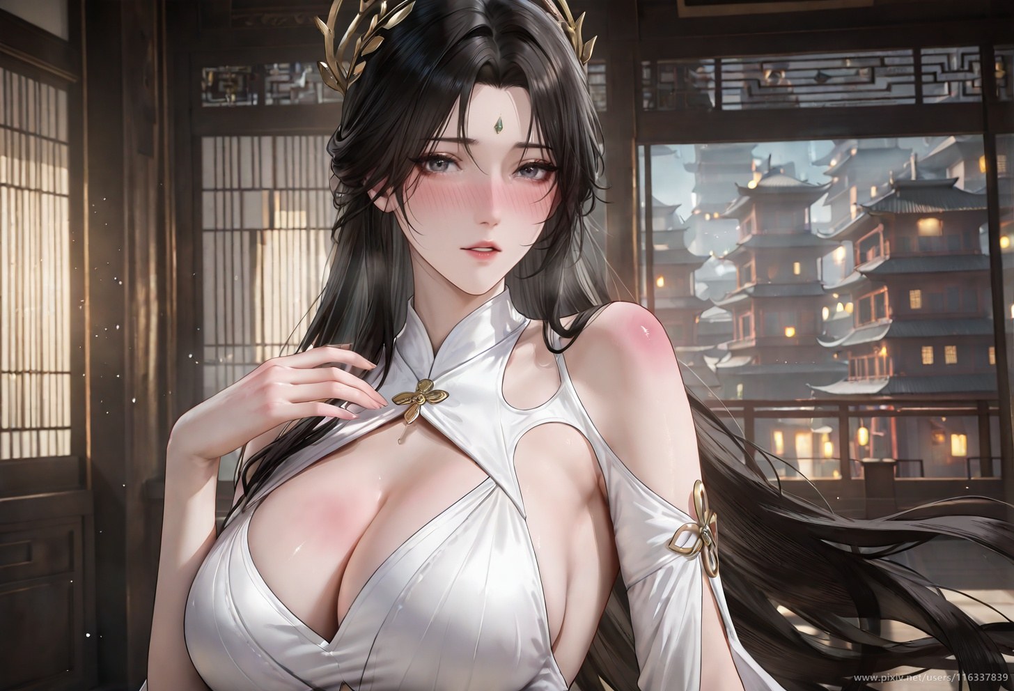 AI Porn - 배 고풍 흰 의상 스토리 성인 고풍 흰 의상, 실내 스토리, 상반신 노출 AI 이미지 갤러리 102P