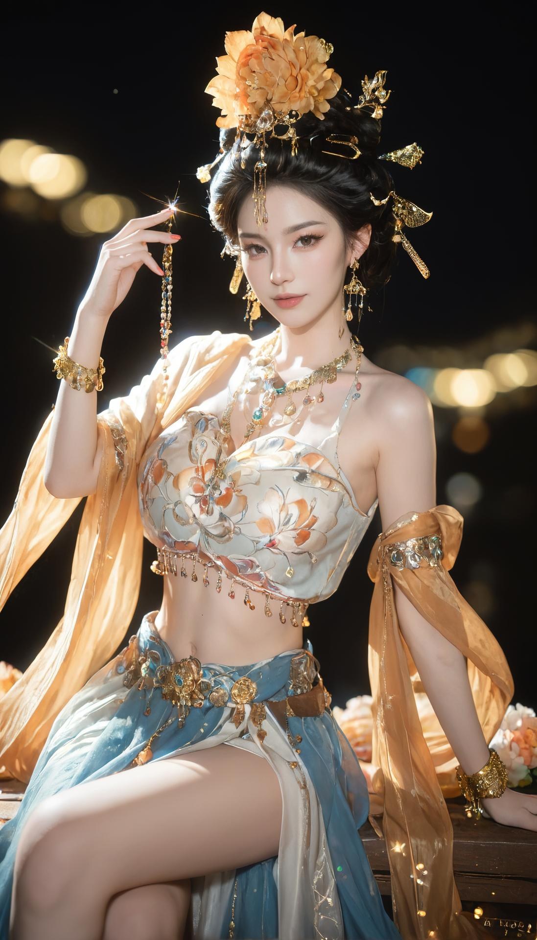 AI Porn - Yanyun Zuihuayin golden costume explicit nude golden costume styling, bedroom poses, explicit nude detail AI Adult Gallery 284P