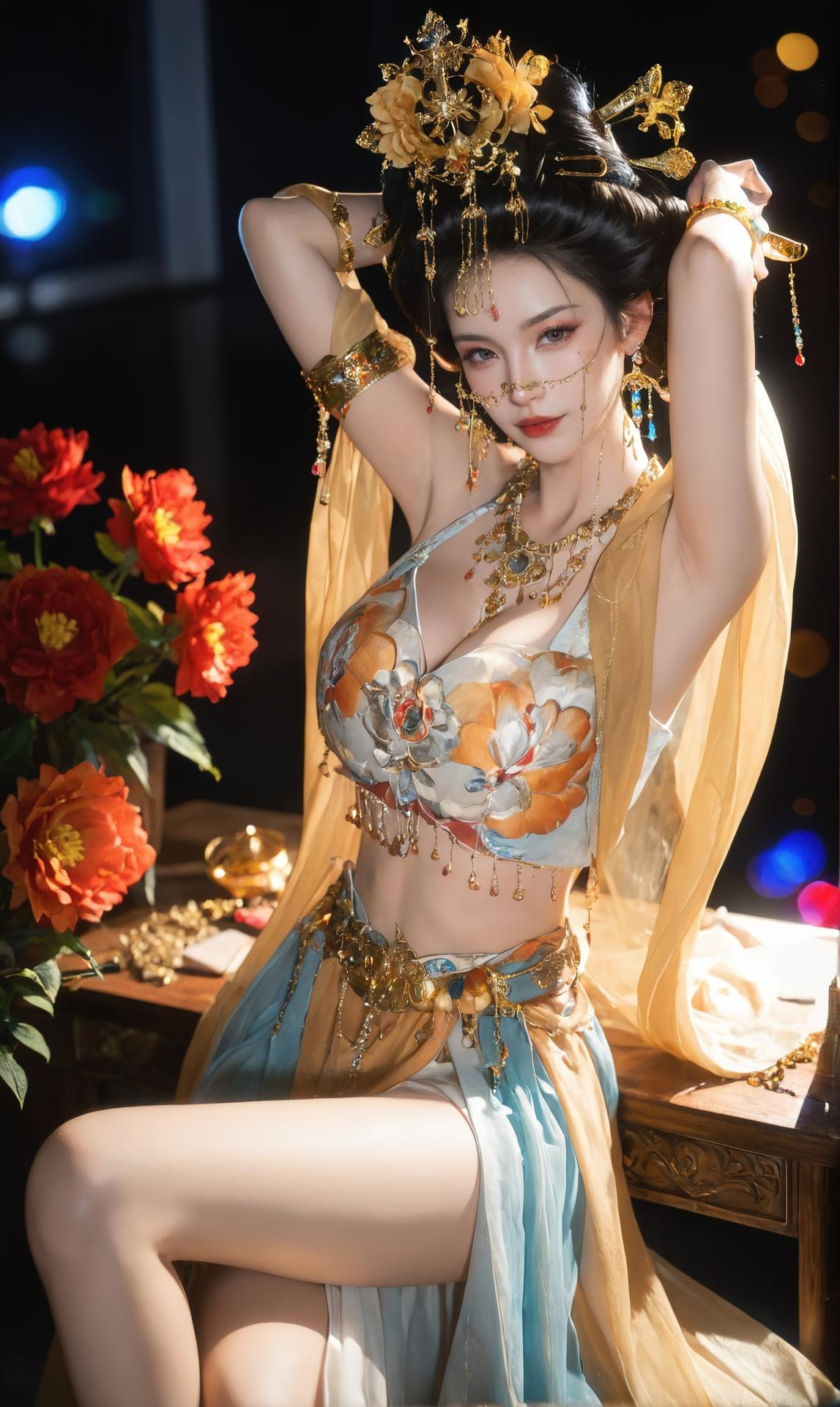 AI Porn - Yanyun Zuihuayin golden costume explicit nude golden costume styling, bedroom poses, explicit nude detail AI Adult Gallery 284P