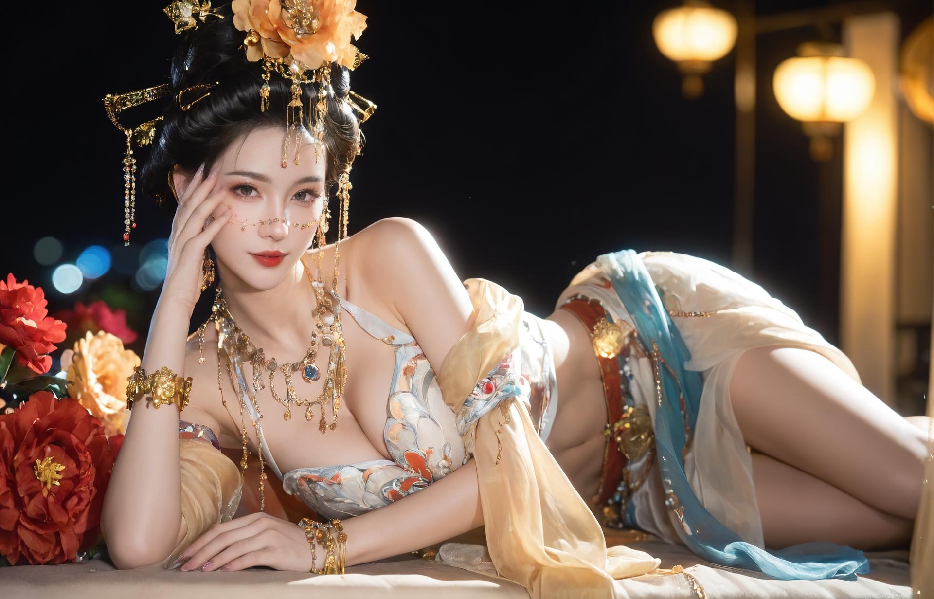 AI Porn - Yanyun Zuihuayin golden costume explicit nude golden costume styling, bedroom poses, explicit nude detail AI Adult Gallery 284P