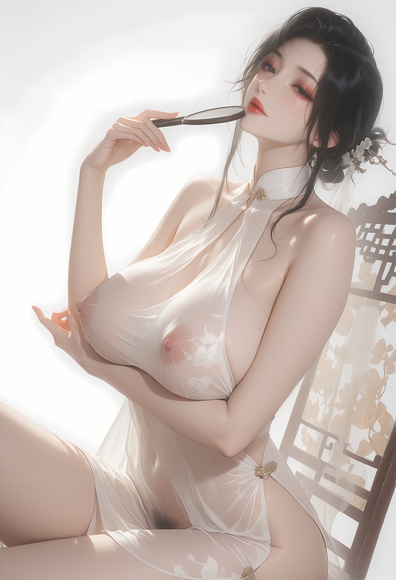 AI Porn - Yu Meiren sườn xám xuyên thấu trắng nude người lớn sườn xám xuyên thấu trắng, tạo dáng phòng ngủ và nude người lớn bộ sưu tập AI 96P