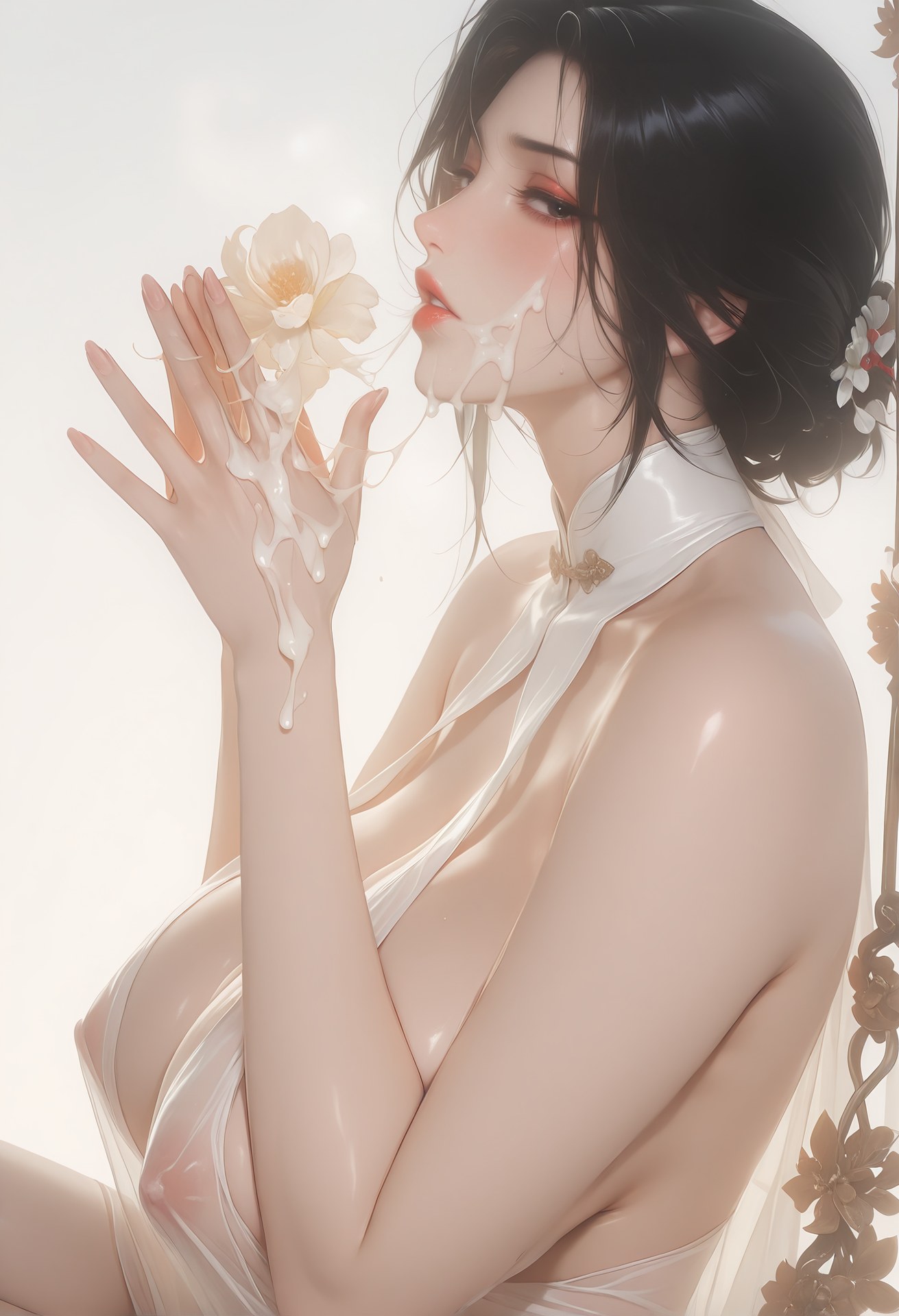 AI Porn - Yu Meiren sườn xám xuyên thấu trắng nude người lớn sườn xám xuyên thấu trắng, tạo dáng phòng ngủ và nude người lớn bộ sưu tập AI 96P
