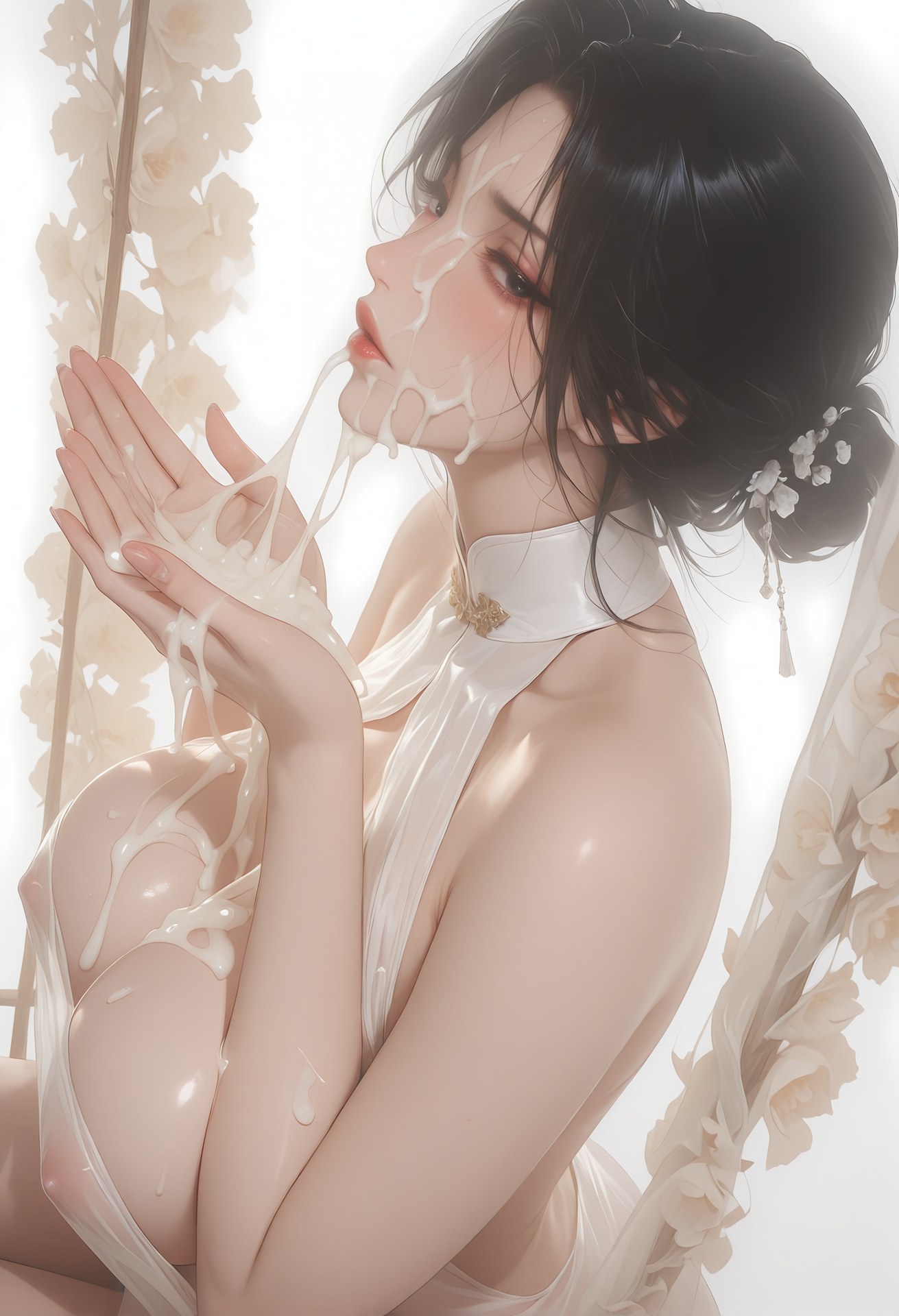 AI Porn - Yu Meiren sườn xám xuyên thấu trắng nude người lớn sườn xám xuyên thấu trắng, tạo dáng phòng ngủ và nude người lớn bộ sưu tập AI 96P