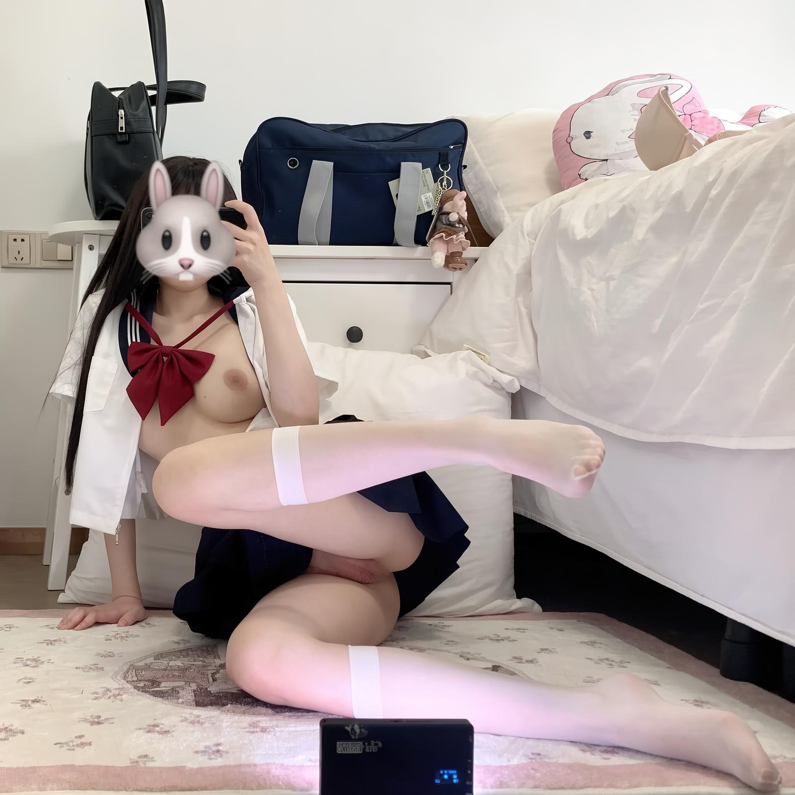 [Private Room] 18jkpeach - JK Uniform Black Stockings Selfie Set 151P1V