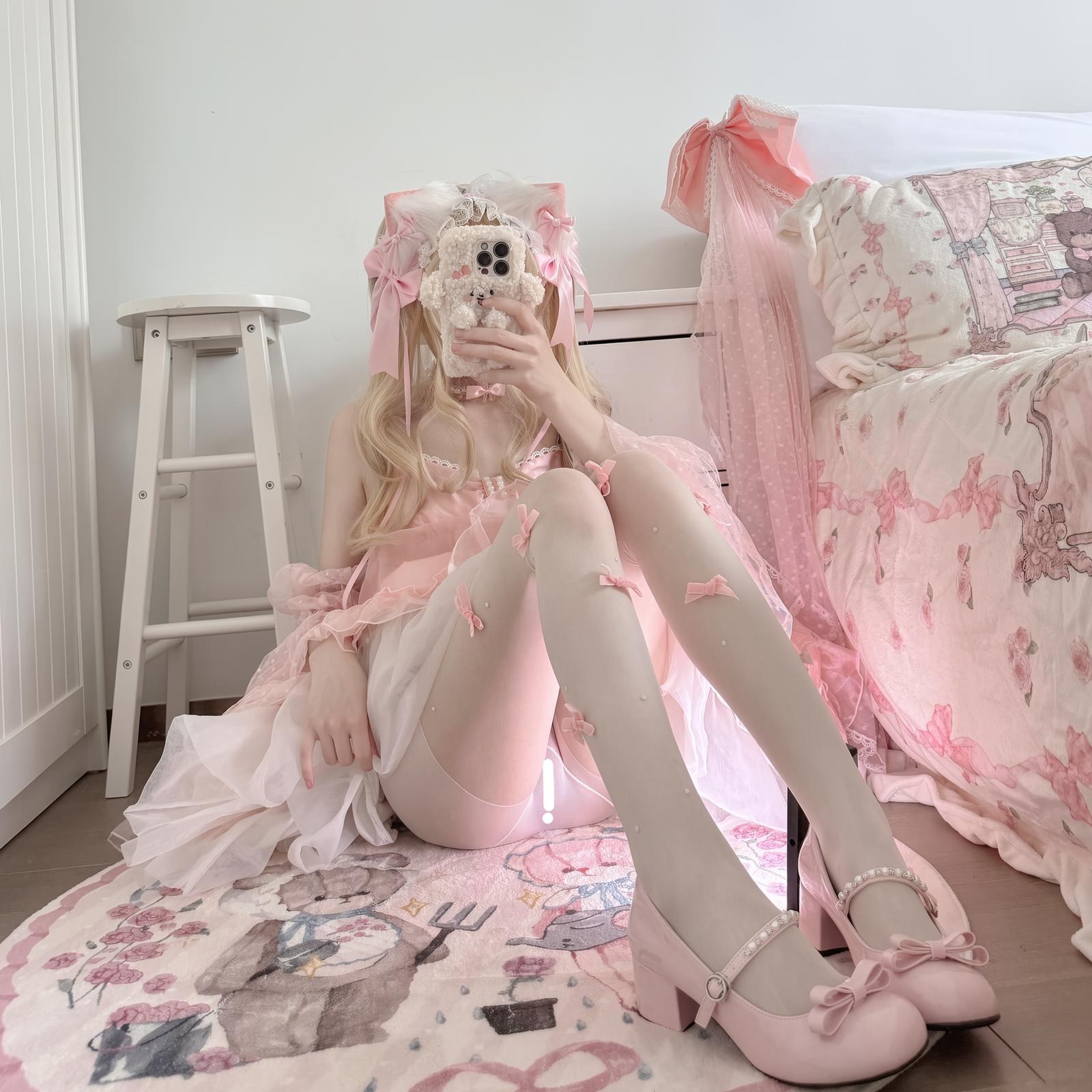 [Private Room] 18jkpeach - JK Uniform Black Stockings Selfie Set 151P1V