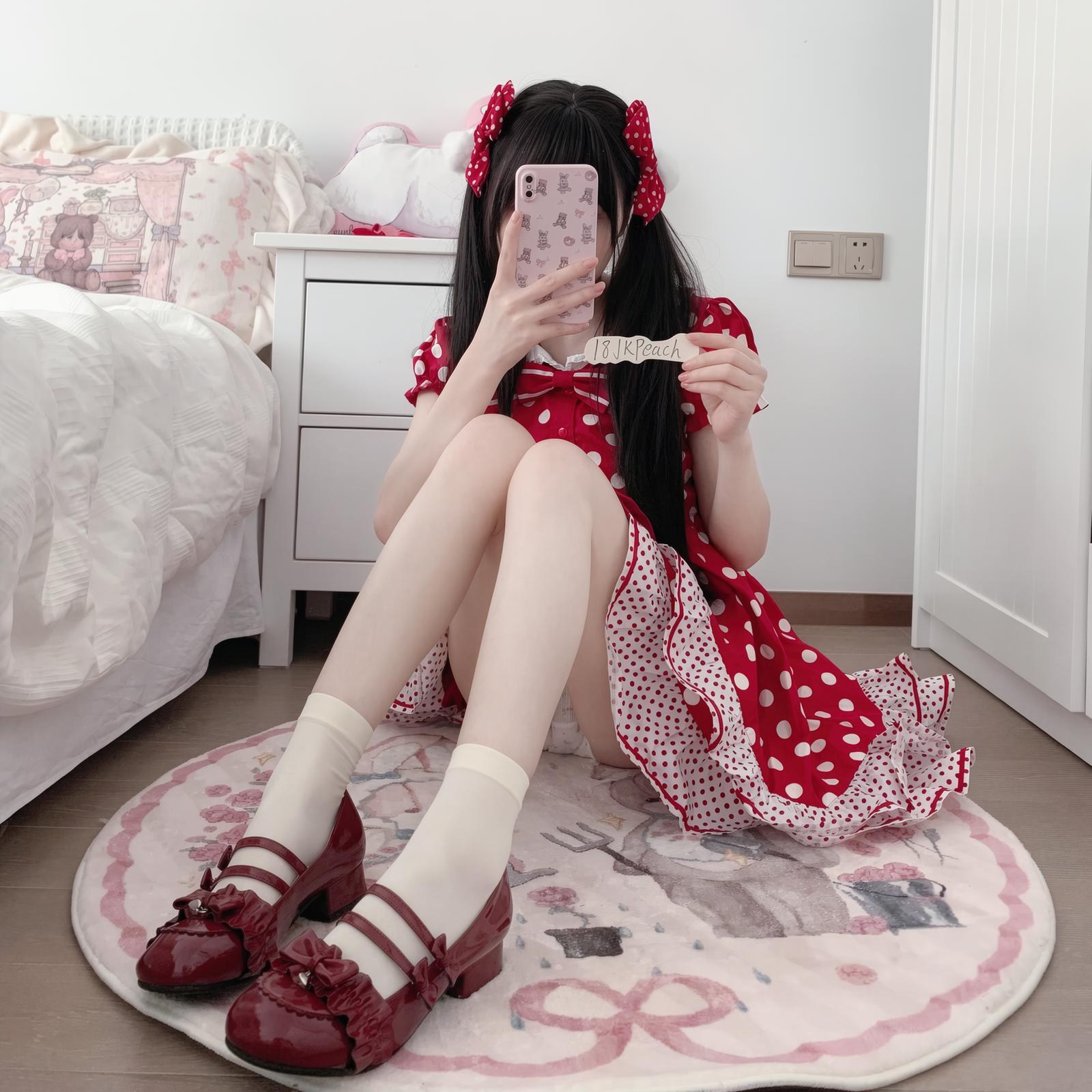 [Private Room] 18jkpeach - JK Uniform Black Stockings Selfie Set 151P1V