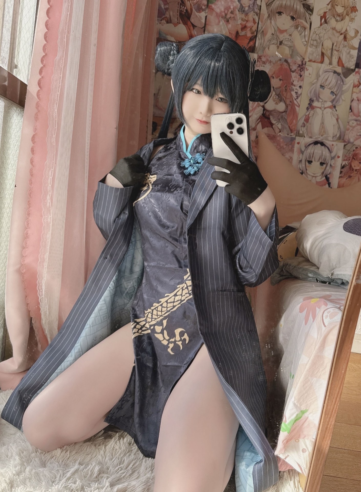 [cosplay] 习呆呆 - 妃咲旗袍：旗袍黑丝大尺度角色还原 27P