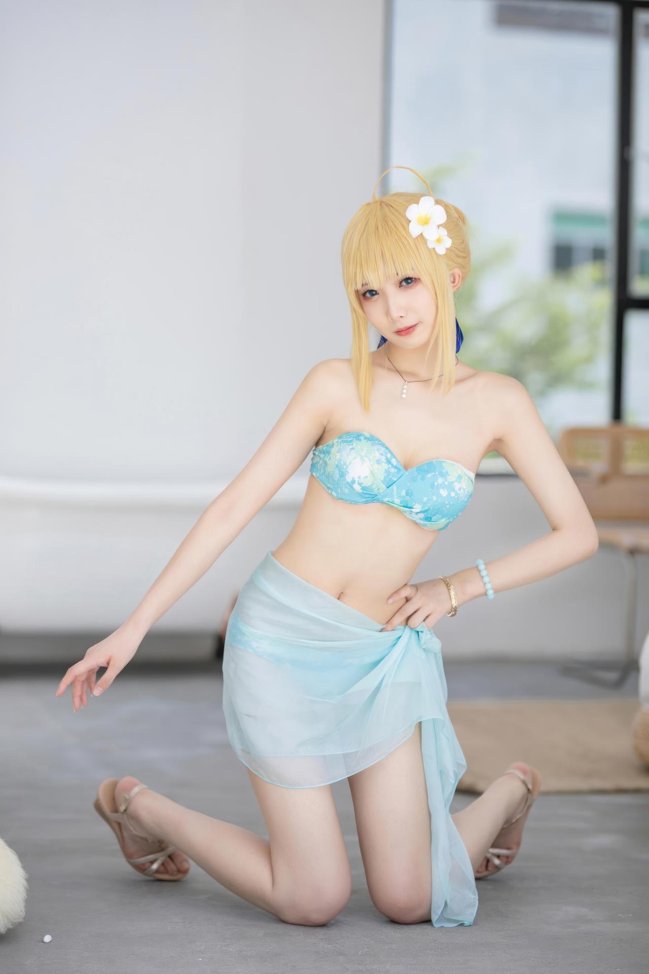 [cosplay] Feng Jiangjiang v - FGO Saber Swimsuit コスプレ写真集 49P