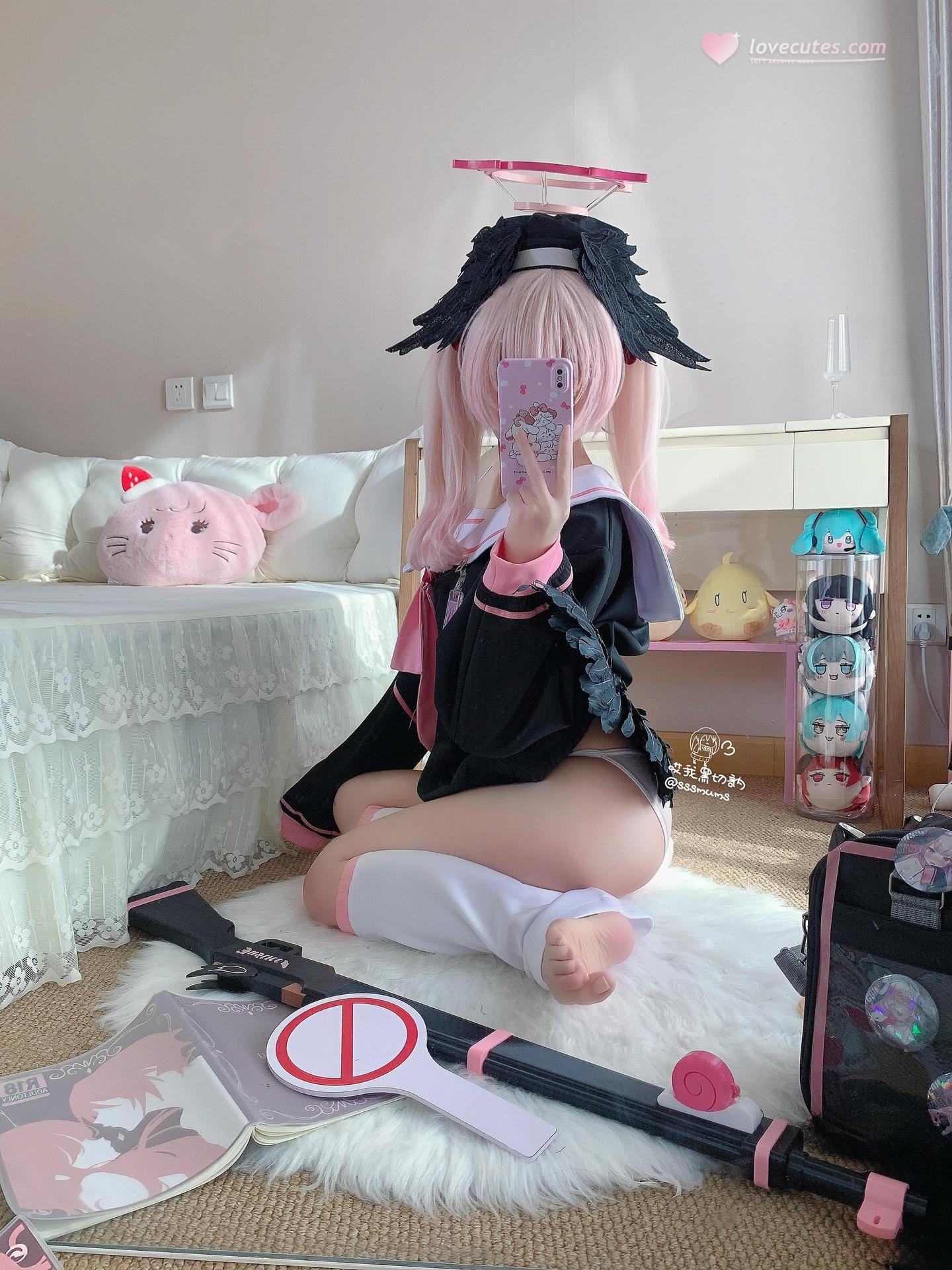 [コスプレ] Quqi Ruanfufu - ブルーアーカイブ コハル 白ストッキング 46P3V