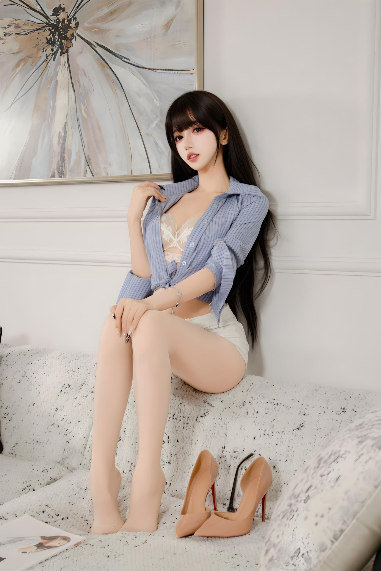 [写真] Guoqi Mixianxian Miao - nude stockings office lady コスプレ写真集 47P