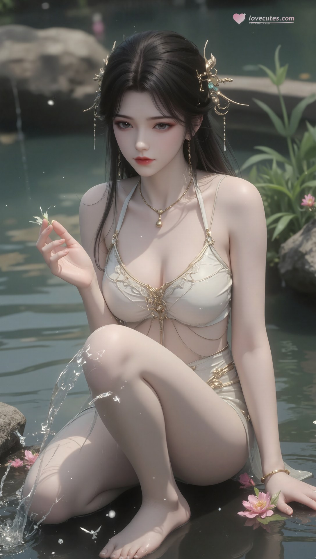 AI Porn - 溪幼琴：古风角色寫真長髮AI成人向圖集 70P