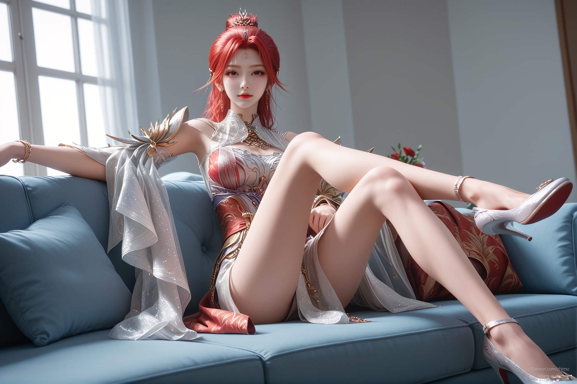 AI Porn - 百炼成神 火允儿：古风角色寫真長髮AI成人向圖集 110P
