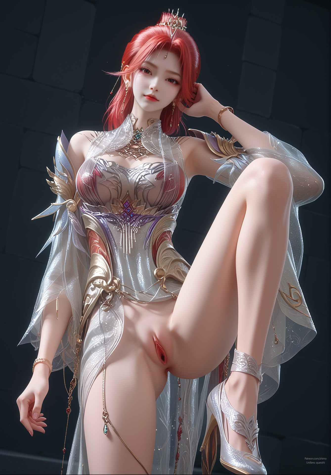 AI Porn - 百炼成神 火允儿：古风角色寫真長髮AI成人向圖集 110P