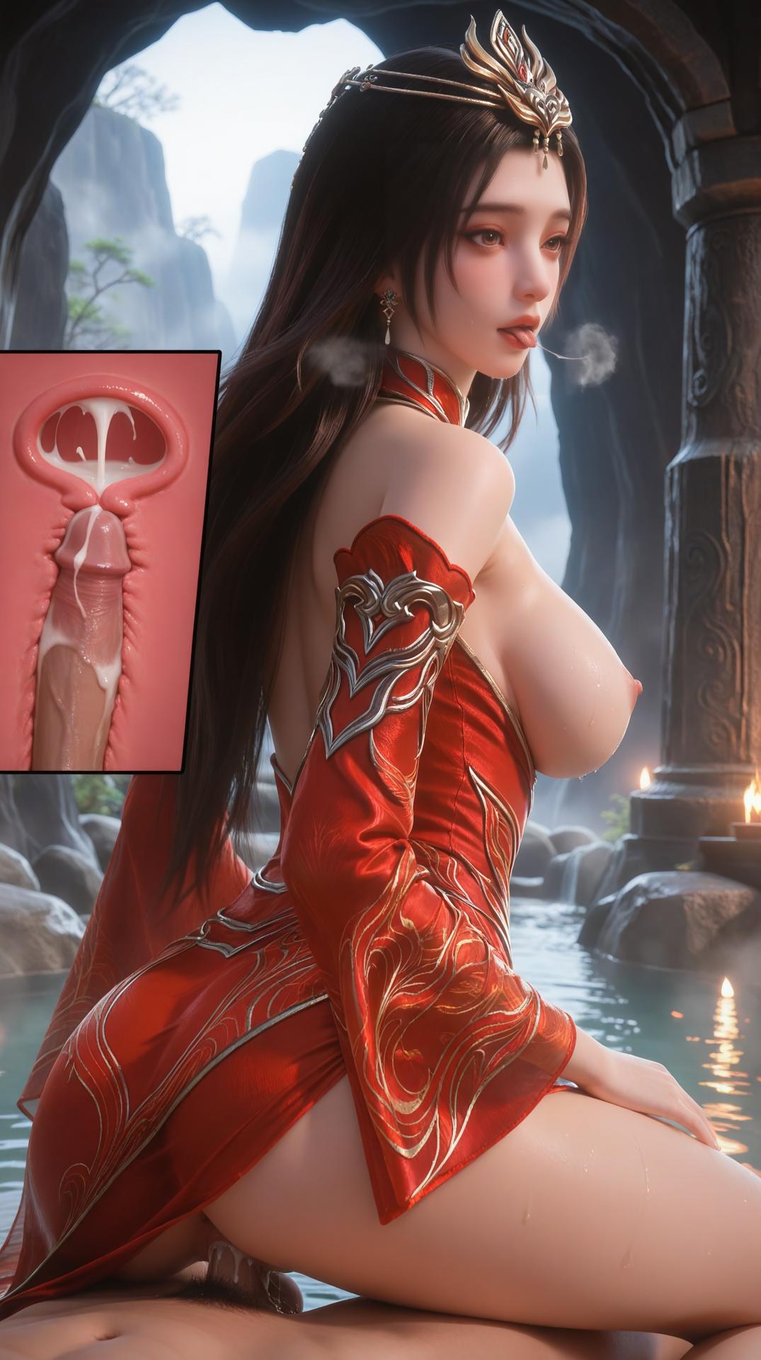 AI Porn - Red-Robed Corpse King Yuxin red outfit character gallery long hair AI Adult Gallery 106P9V