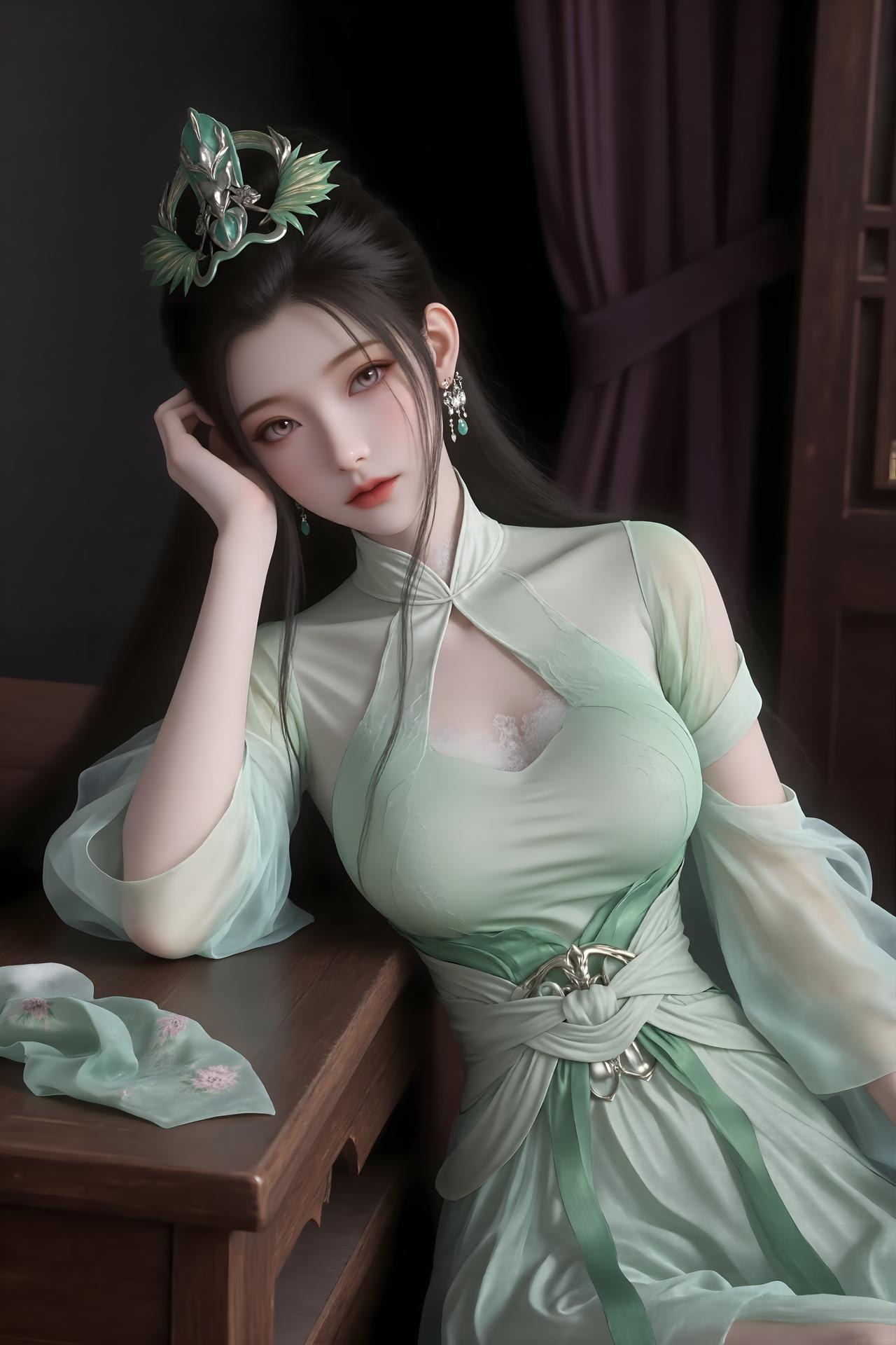 AI Porn - 陆嫁嫁：古风角色寫真長髮AI成人向圖集 61P