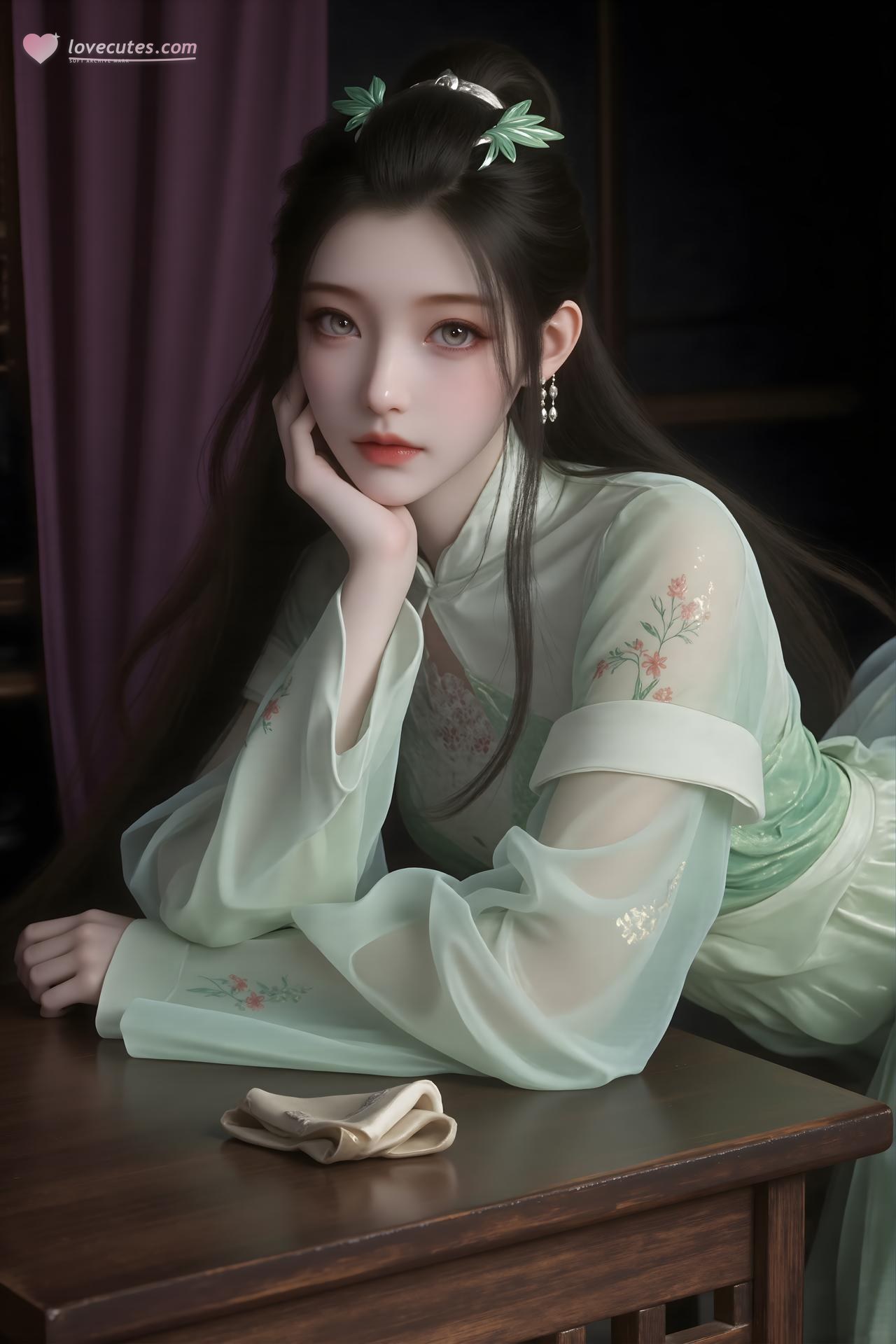 AI Porn - 陆嫁嫁：古风角色写真长发AI成人向图集 61P