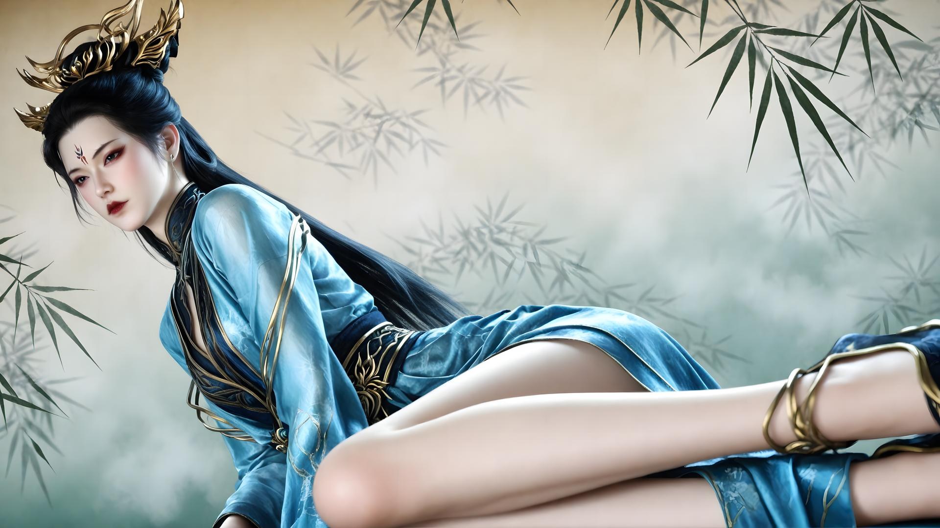 AI Porn - 裘蝶衣：古风角色写真长发AI成人向图集 71P