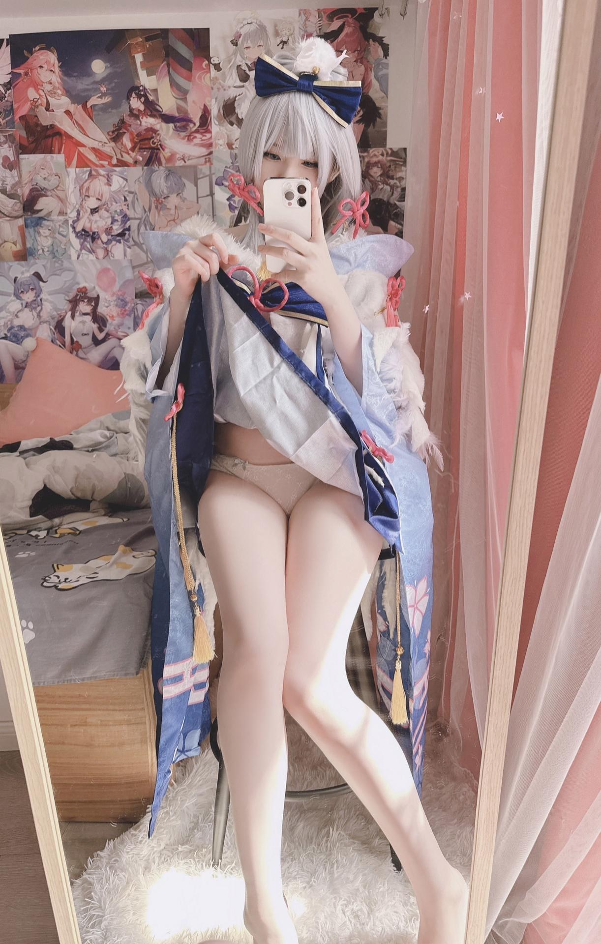 [cosplay] 习呆呆 - 神里绫华白鹭：白丝大尺度露点角色还原 19P6G2V
