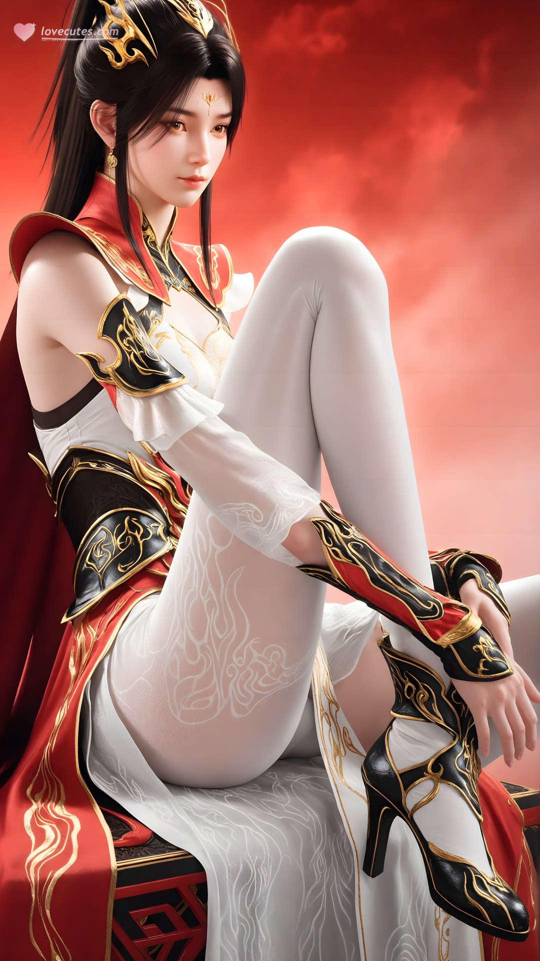 AI Generated Anime Girl - 大主宰 萧潇：红白礼装白丝角色图集 70P