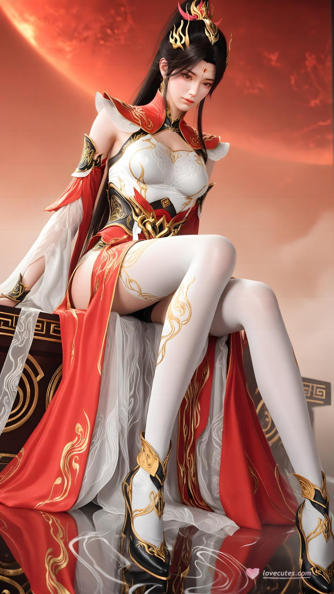 AI Generated Anime Girl - 大主宰 萧潇：红白礼装白丝角色图集 70P