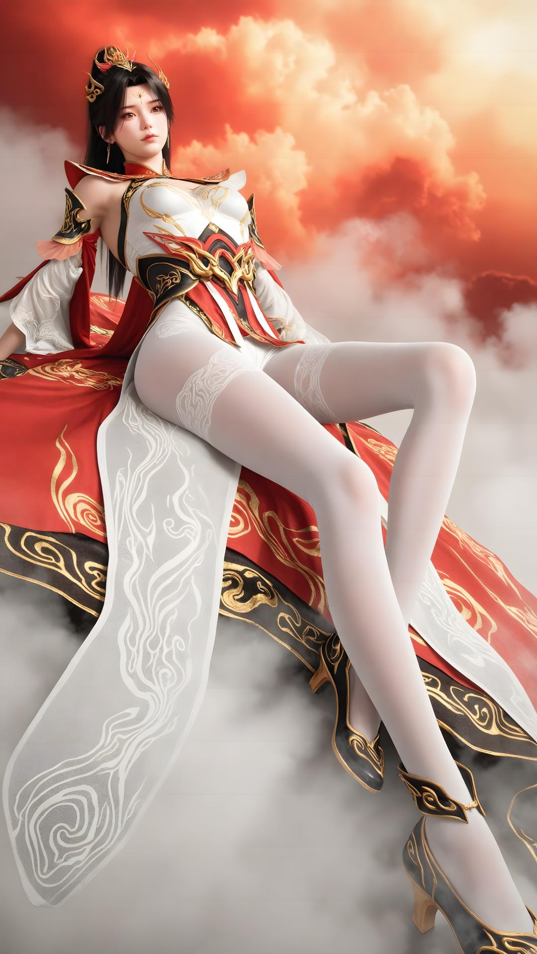 AI Generated Anime Girl - 大主宰 萧潇：红白礼装白丝角色图集 70P