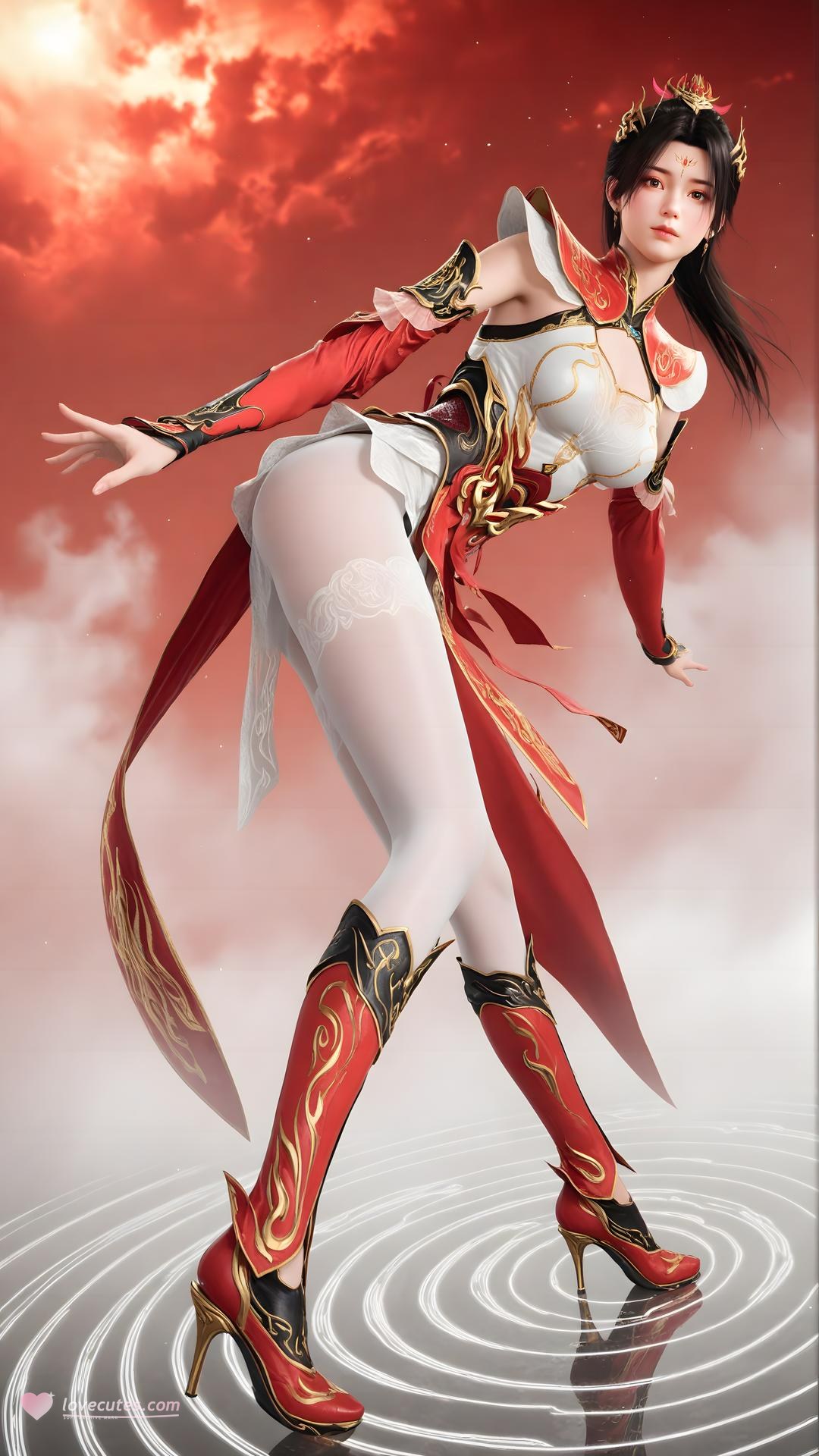 AI Generated Anime Girl - 大主宰 萧潇：红白礼装白丝角色图集 70P