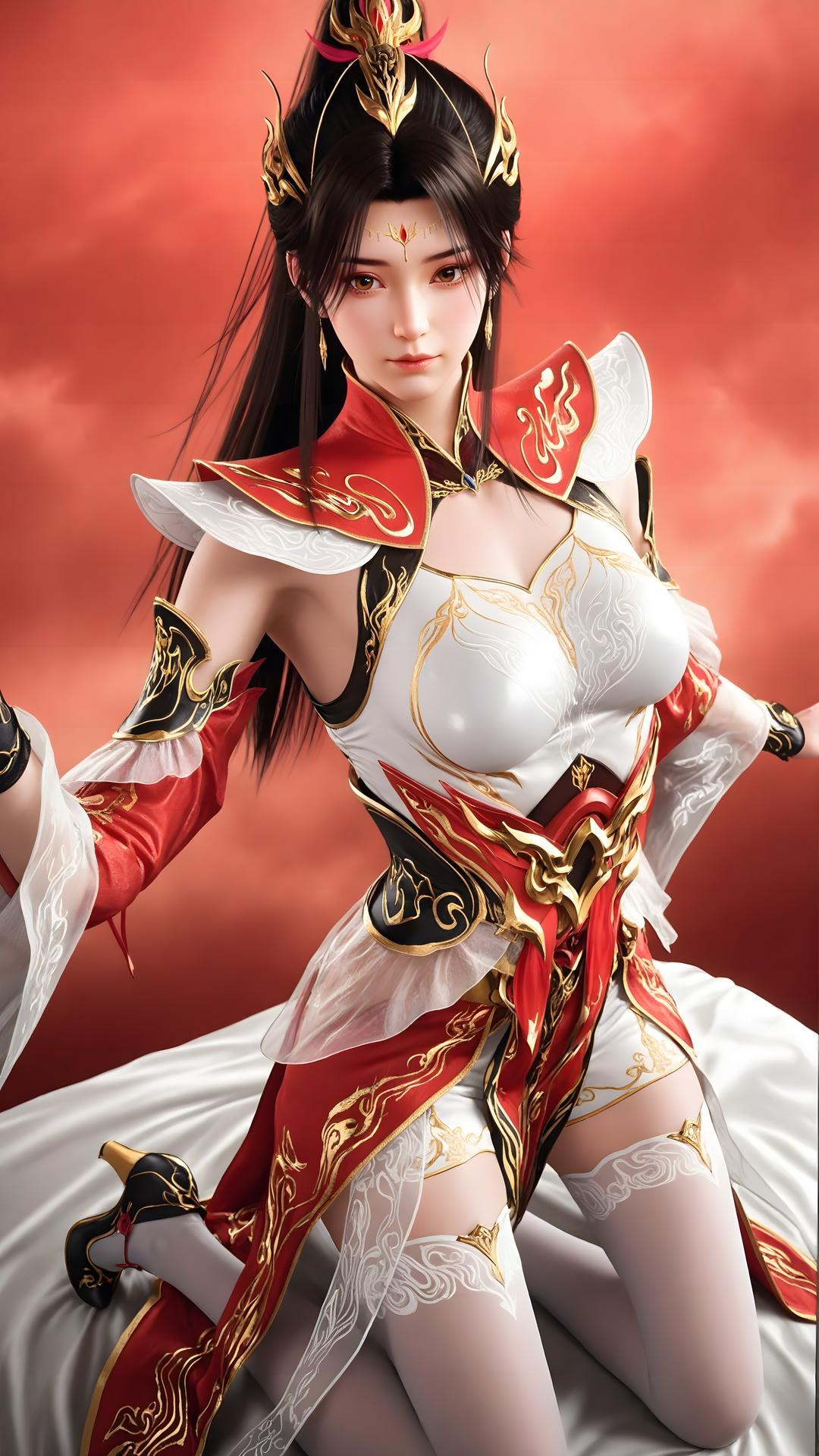 AI Generated Anime Girl - 大主宰 萧潇：红白礼装白丝角色图集 70P
