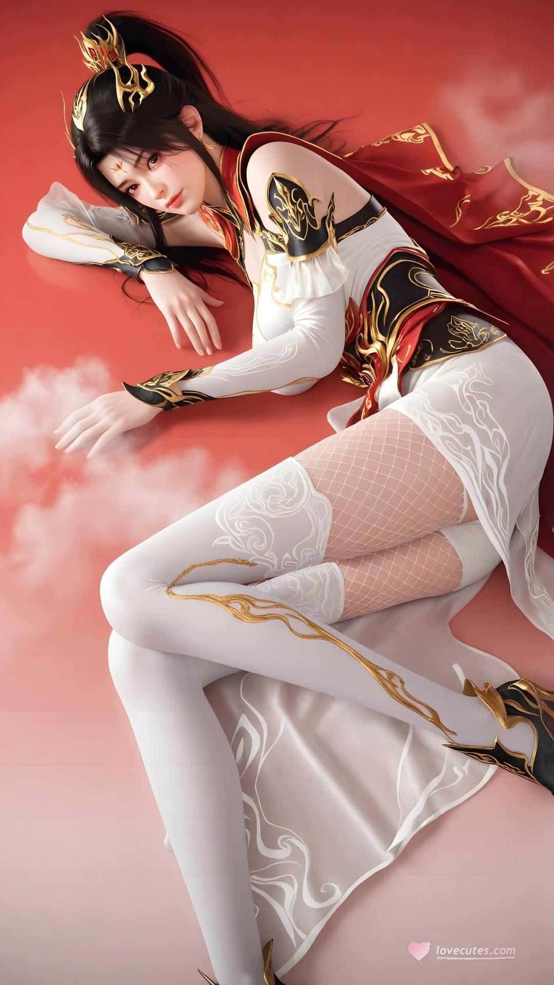 AI Generated Anime Girl - 大主宰 萧潇：红白礼装白丝角色图集 70P