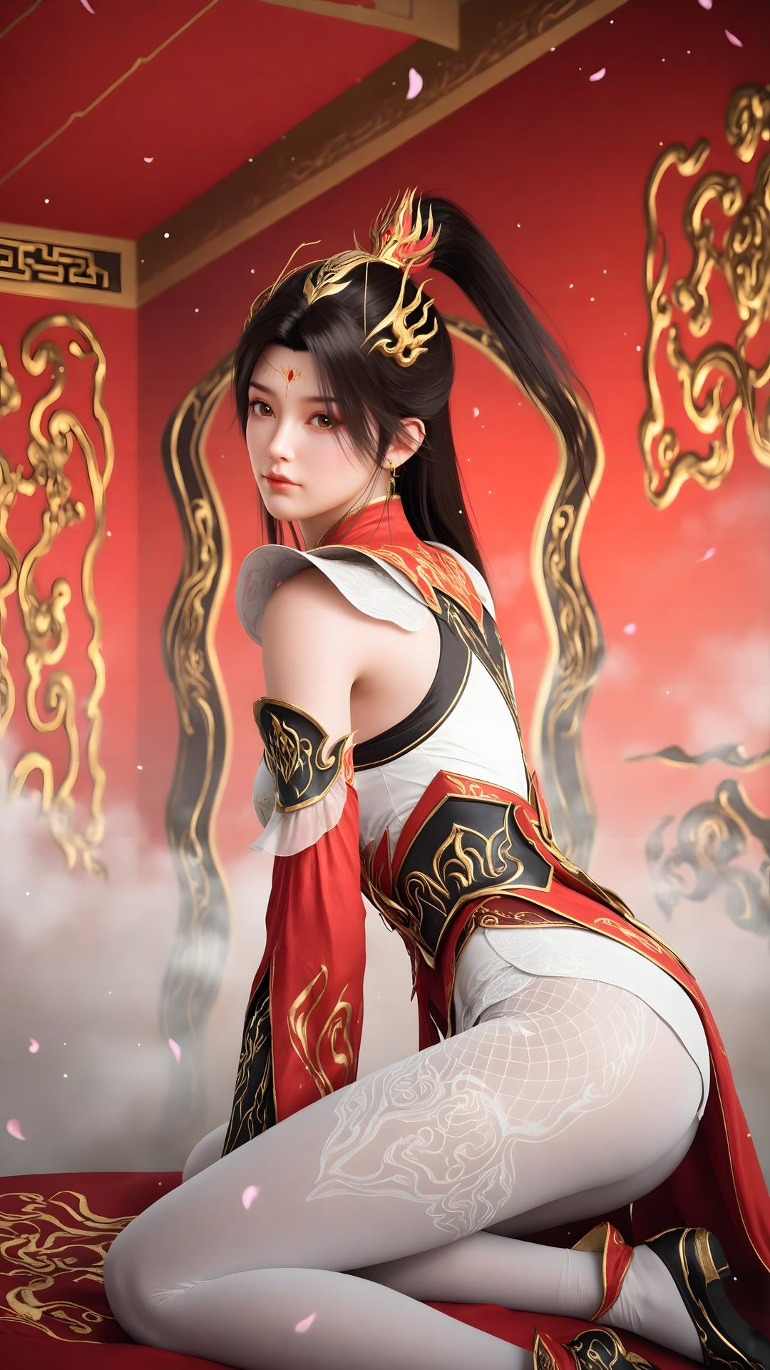 AI Generated Anime Girl - 大主宰 萧潇：红白礼装白丝角色图集 70P