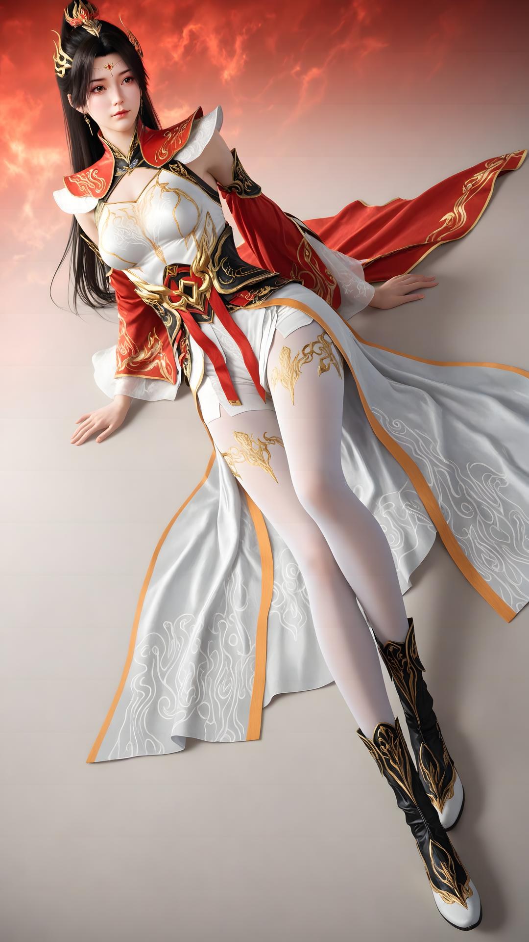 AI Generated Anime Girl - 大主宰 萧潇：红白礼装白丝角色图集 70P