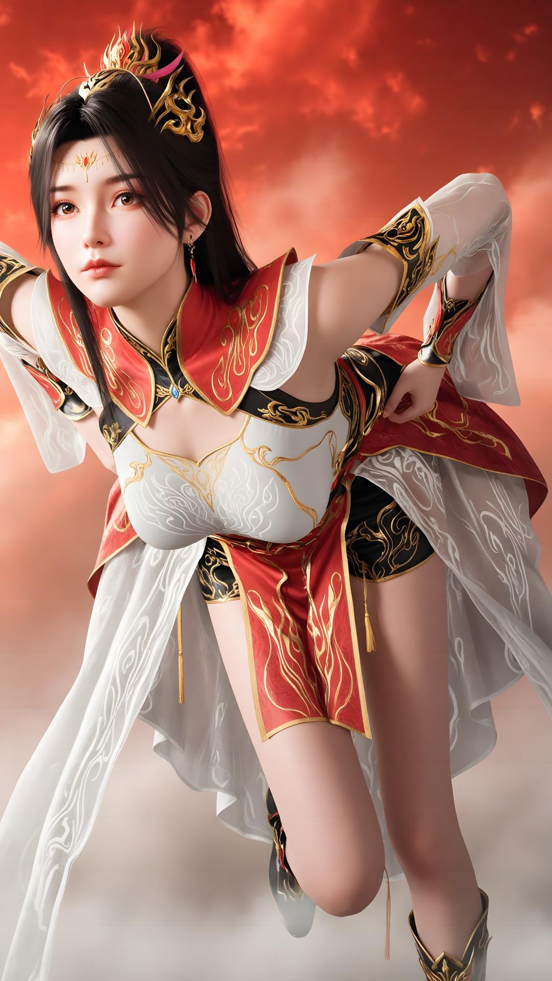 AI Generated Anime Girl - 大主宰 萧潇：红白礼装白丝角色图集 70P