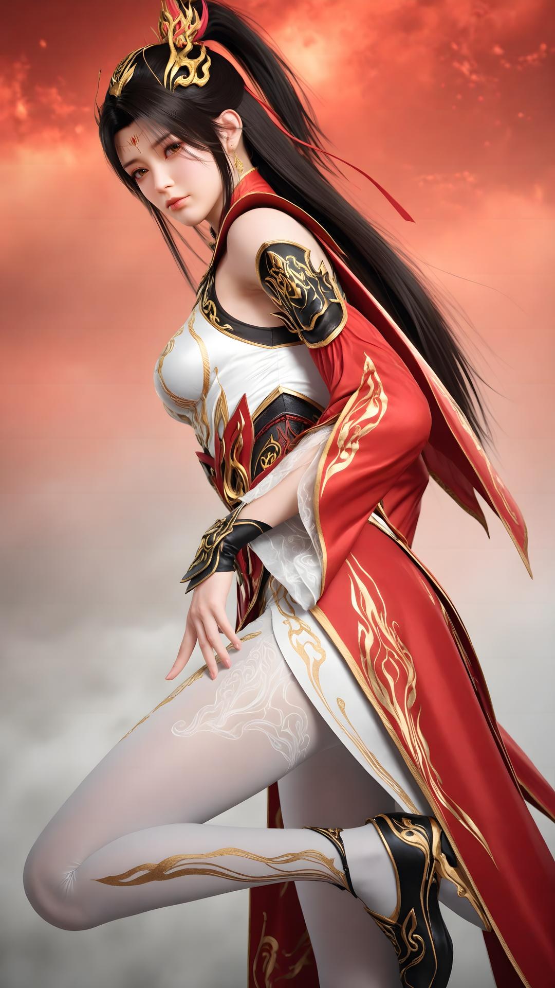 AI Generated Anime Girl - 大主宰 萧潇：红白礼装白丝角色图集 70P