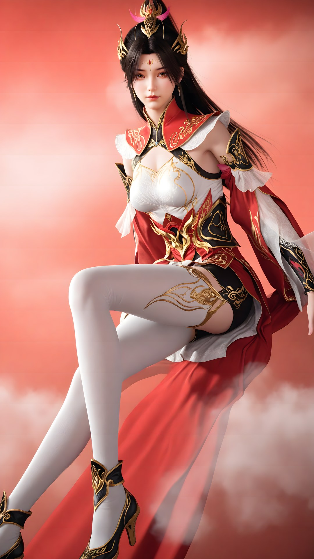 AI Generated Anime Girl - 大主宰 萧潇：红白礼装白丝角色图集 70P