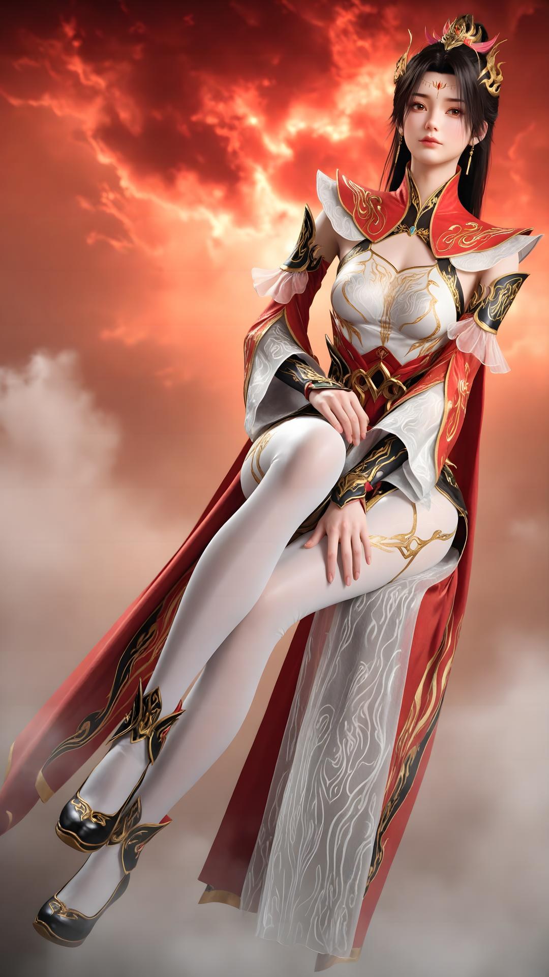 AI Generated Anime Girl - 大主宰 萧潇：红白礼装白丝角色图集 70P